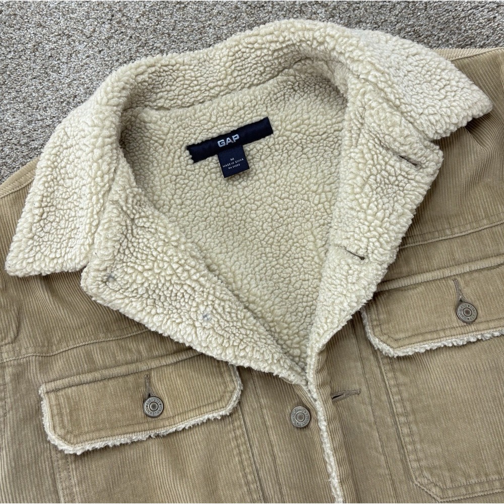 Vintage '02 Gap Jacket Men's M Tan Corduroy Sherpa Lined Trucker Y2K Ranch Chore
